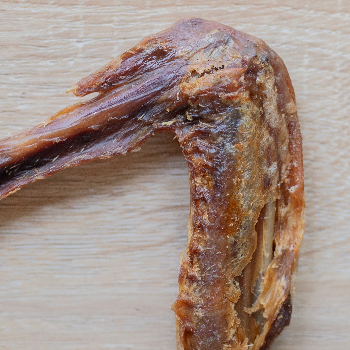 a close up of the duck wing where the two sides of the V meet