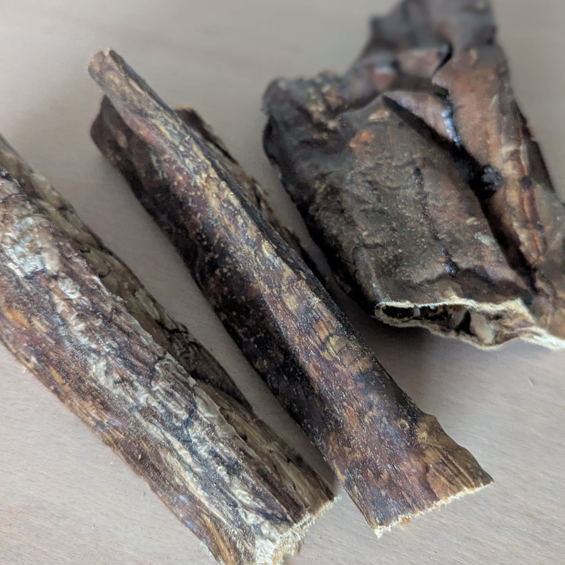 close up of dried beef lung