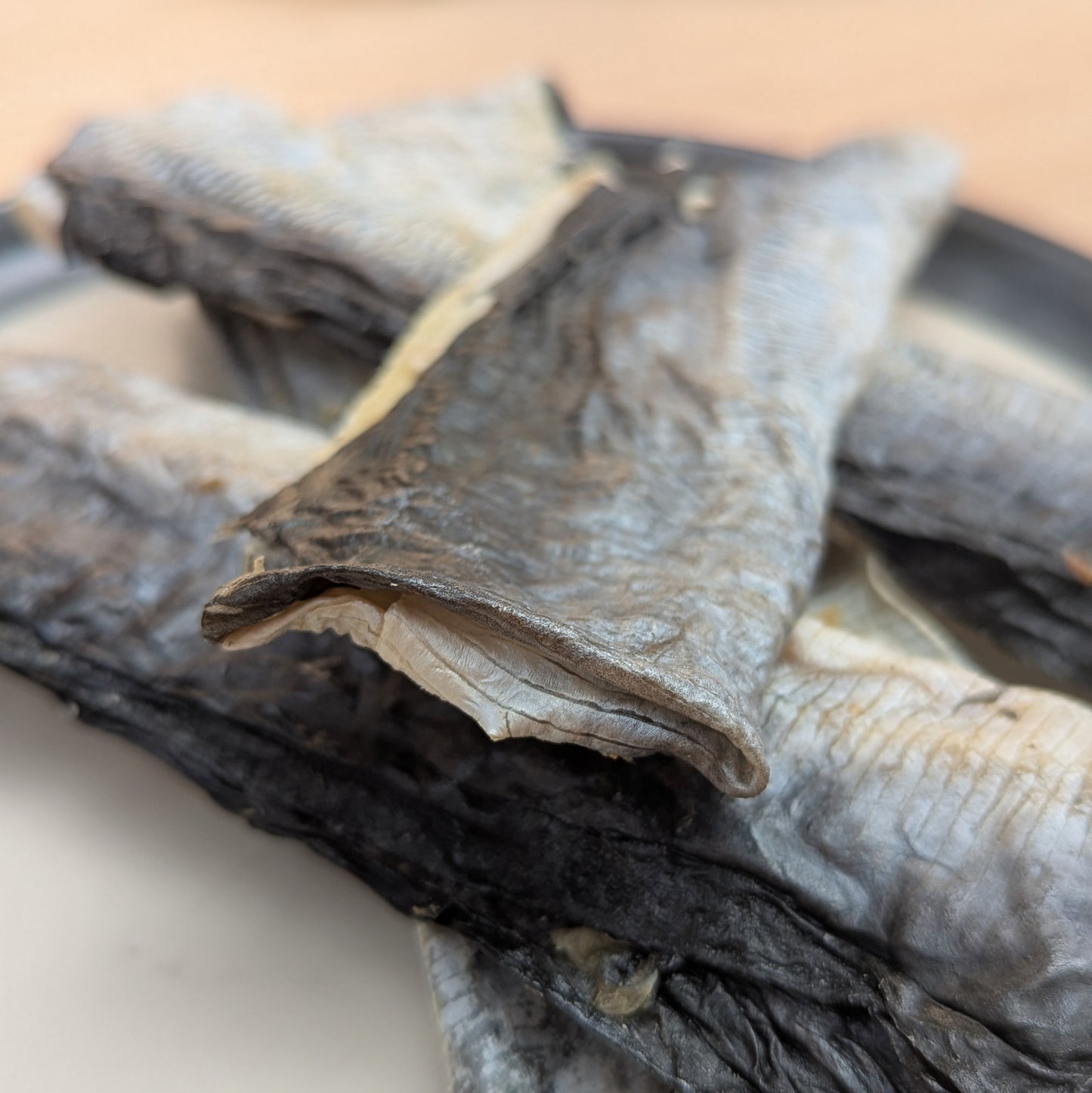 A plate of dried fish flats
